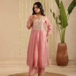 Gulabik Dusty Pink Sequence Work Ethnic Co‑Ord Set for Women