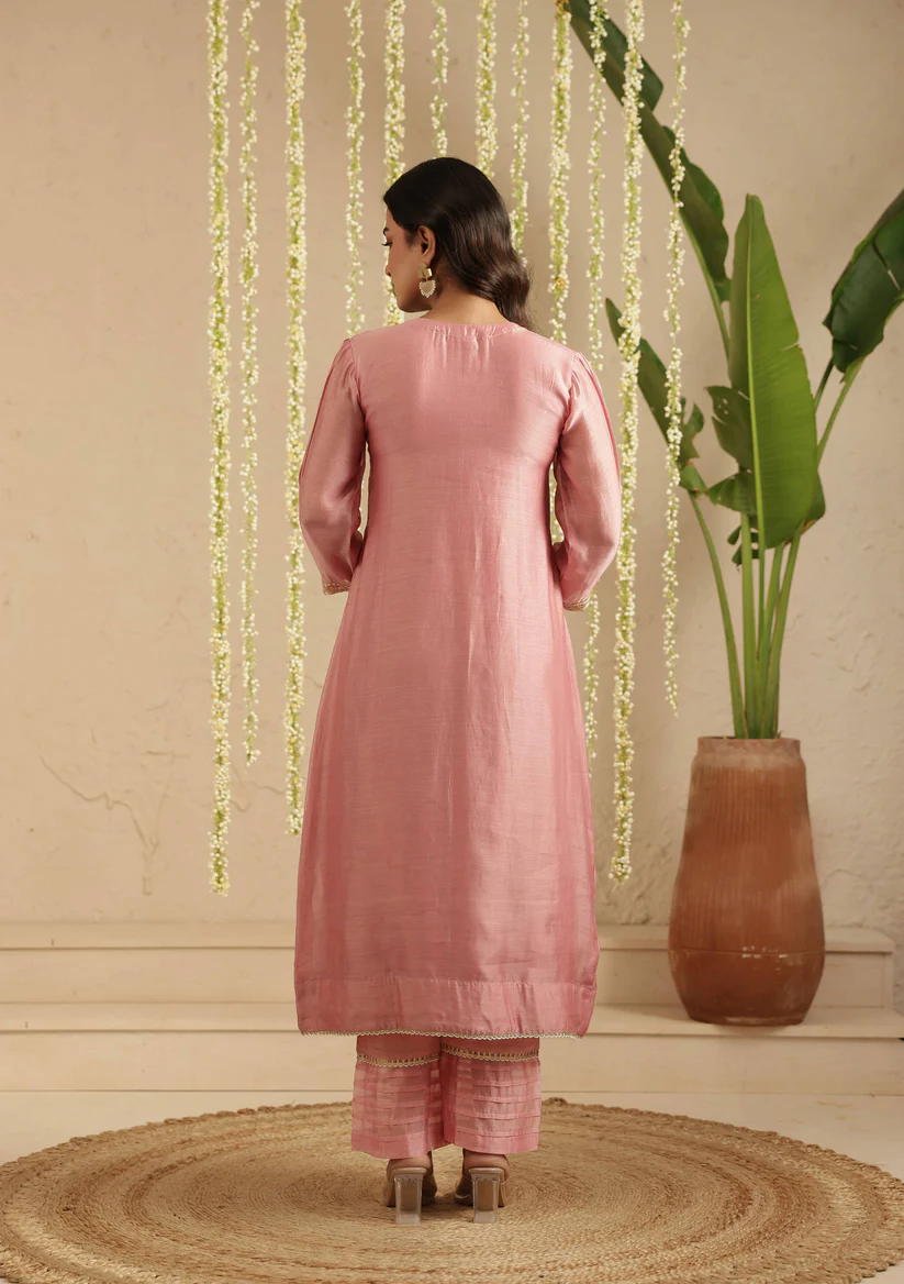 Gulabik Dusty Pink Sequence Work Ethnic Co‑Ord Set for Women