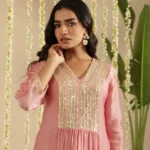 Gulabik Dusty Pink Sequence Work Ethnic Co‑Ord Set for Women