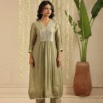 Gulabik Moss Green Sequin Work Ethnic Co‑Ord Set for Women