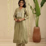 Gulabik Moss Green Sequin Work Ethnic Co‑Ord Set for Women