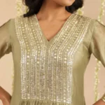 Gulabik Moss Green Sequin Work Ethnic Co‑Ord Set for Women
