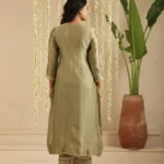 Gulabik Moss Green Sequin Work Ethnic Co‑Ord Set for Women