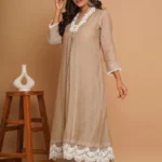 Gulabik Beige Lace Kurta Pant Set