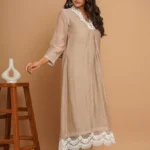Gulabik Beige Lace Kurta Pant Set