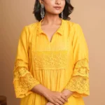 Gulabik Yellow Lace Kurta Pant Ethnic Suit Set for Women