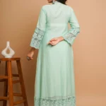 Gulabik Dusty Green Lace Kurta Pant Set for Women