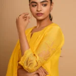 Gulabik Yellow Net Applique Suit Set