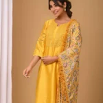 Gulabik Yellow Straight Suit Set with Chiffon Dupatta