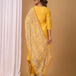 Gulabik Yellow Straight Suit Set with Chiffon Dupatta