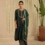 Gulabik Bottle Green Sequence Suit Set
