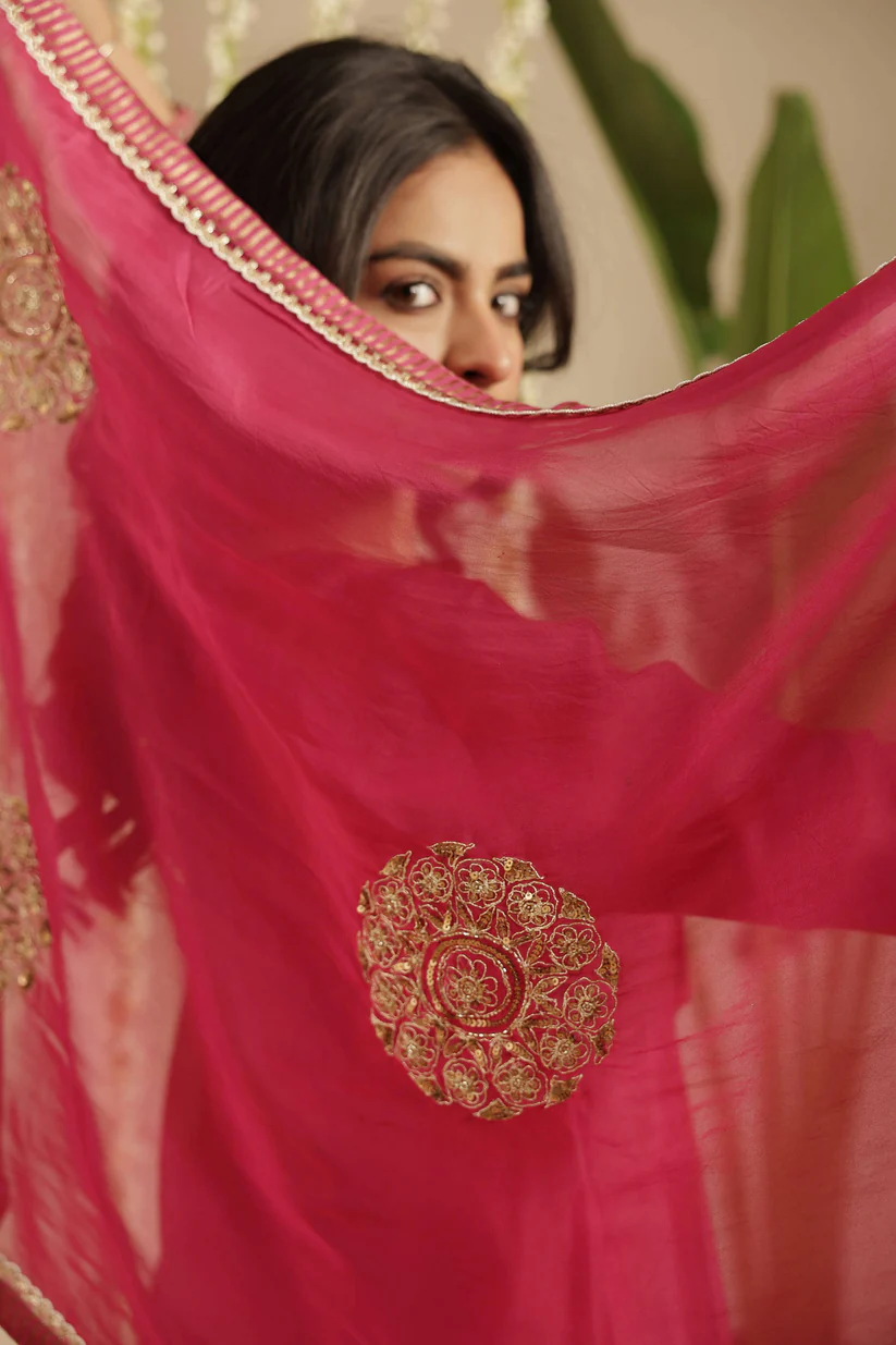Gulabik Deep Magenta Sequence Suit Set