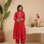 Gulabik Red Cut Dana Suit Set with Rani Dupatta