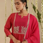 Gulabik Red and Rani Double Boota Suit Set