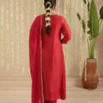 Gulabik Red and Rani Double Boota Suit Set
