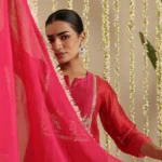 Gulabik Red and Rani Double Boota Suit Set
