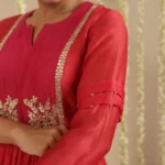 Gulabik Red and Rani Double Boota Suit Set