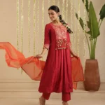 Gulabik Maroon and Orange Tassel Set