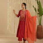 Gulabik Maroon and Orange Tassel Set