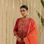 Gulabik Maroon and Orange Tassel Set