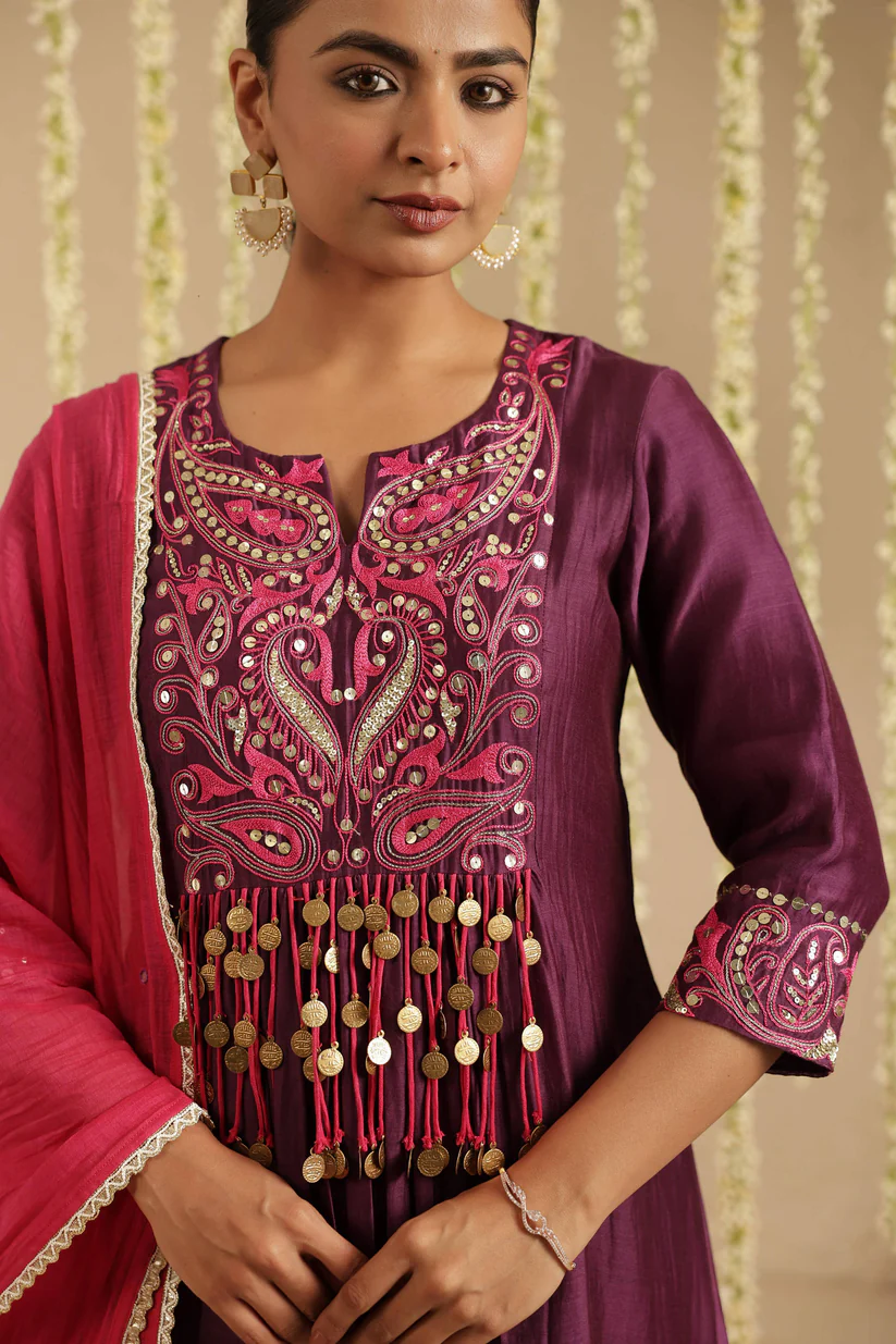 Gulabik Purple and Hot Pink Tassel Set