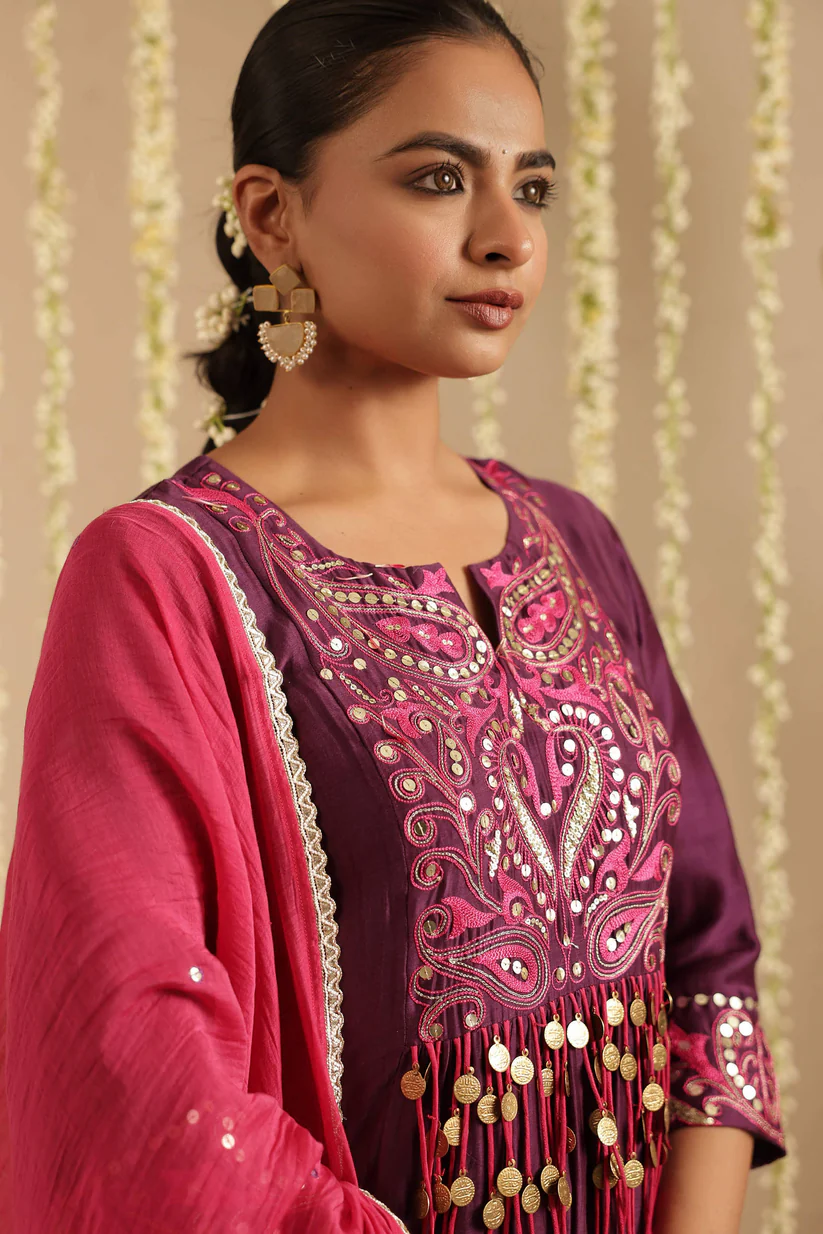 Gulabik Purple and Hot Pink Tassel Set