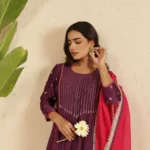 Gulabik Purple Cut Daana Tassel suit set