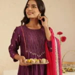 Gulabik Purple Cut Daana Tassel suit set