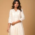 Gulabik Pearl White Kurta Pant Set for Women