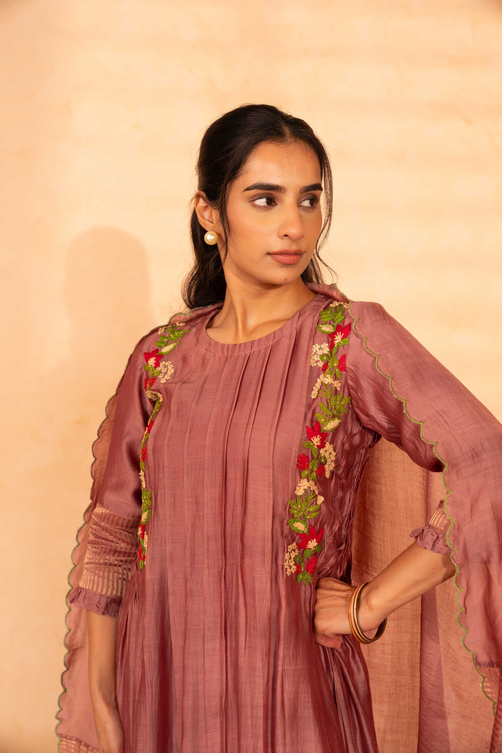 Gulabik Firdaus Suit Set - Dusty Rose
