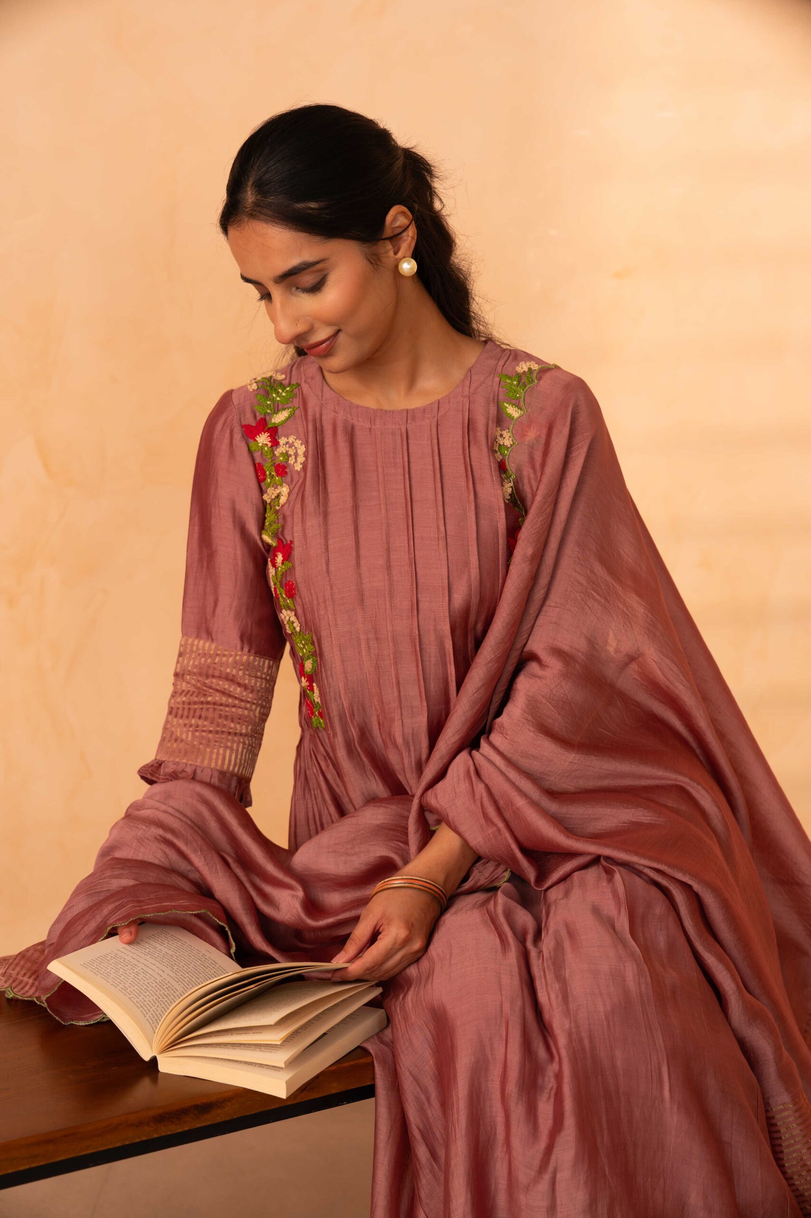 Gulabik Firdaus Suit Set - Dusty Rose