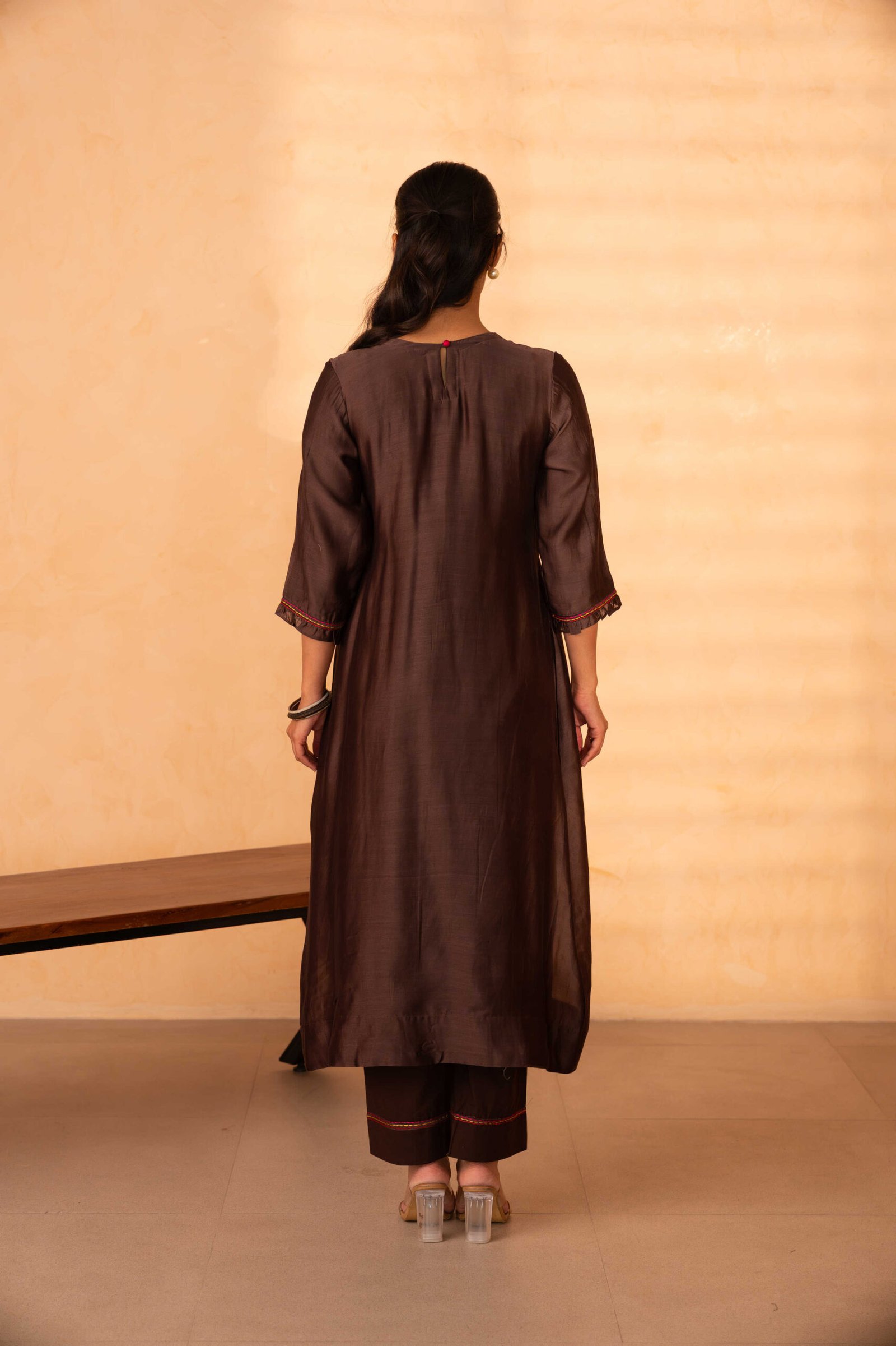 Gulabik Chinar Kurta Pant Set - Coke