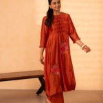 Gulabik Chinar Kurta Pant Set - Rust