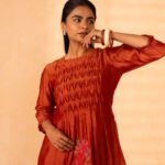 Gulabik Chinar Kurta Pant Set - Rust