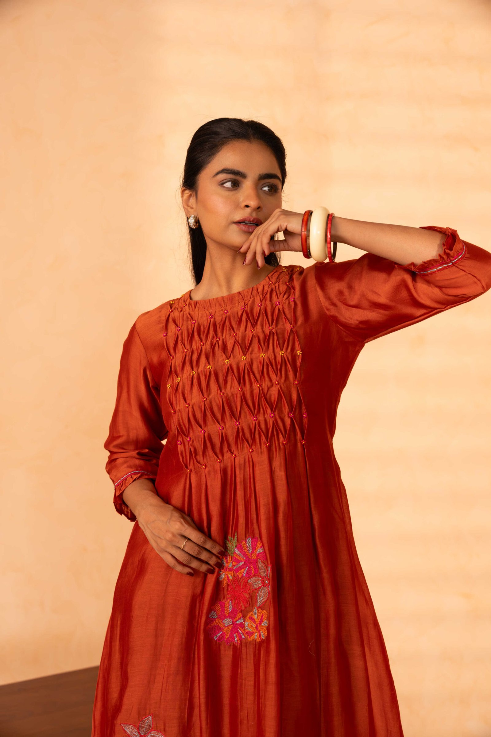 Gulabik Chinar Kurta Pant Set - Rust
