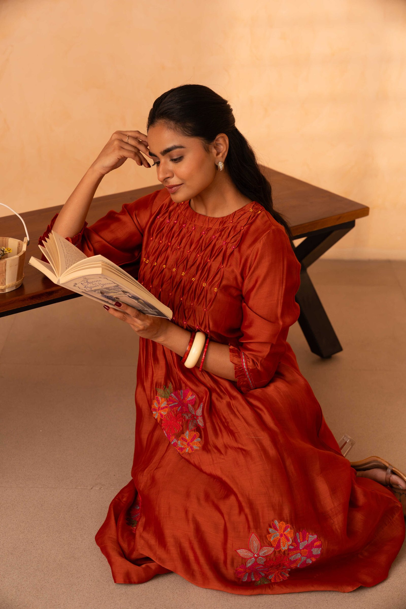 Gulabik Chinar Kurta Pant Set - Rust