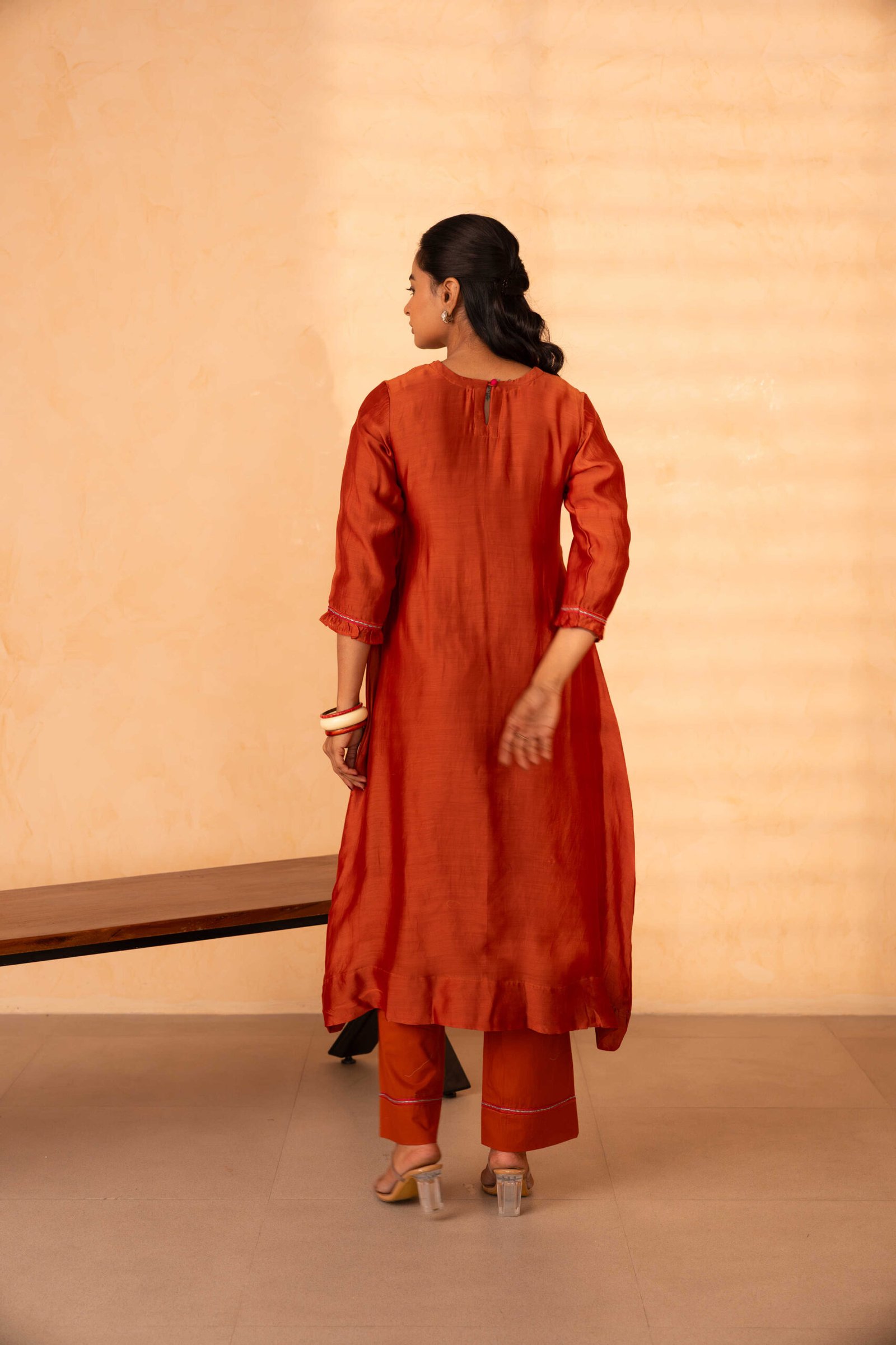 Gulabik Chinar Kurta Pant Set - Rust