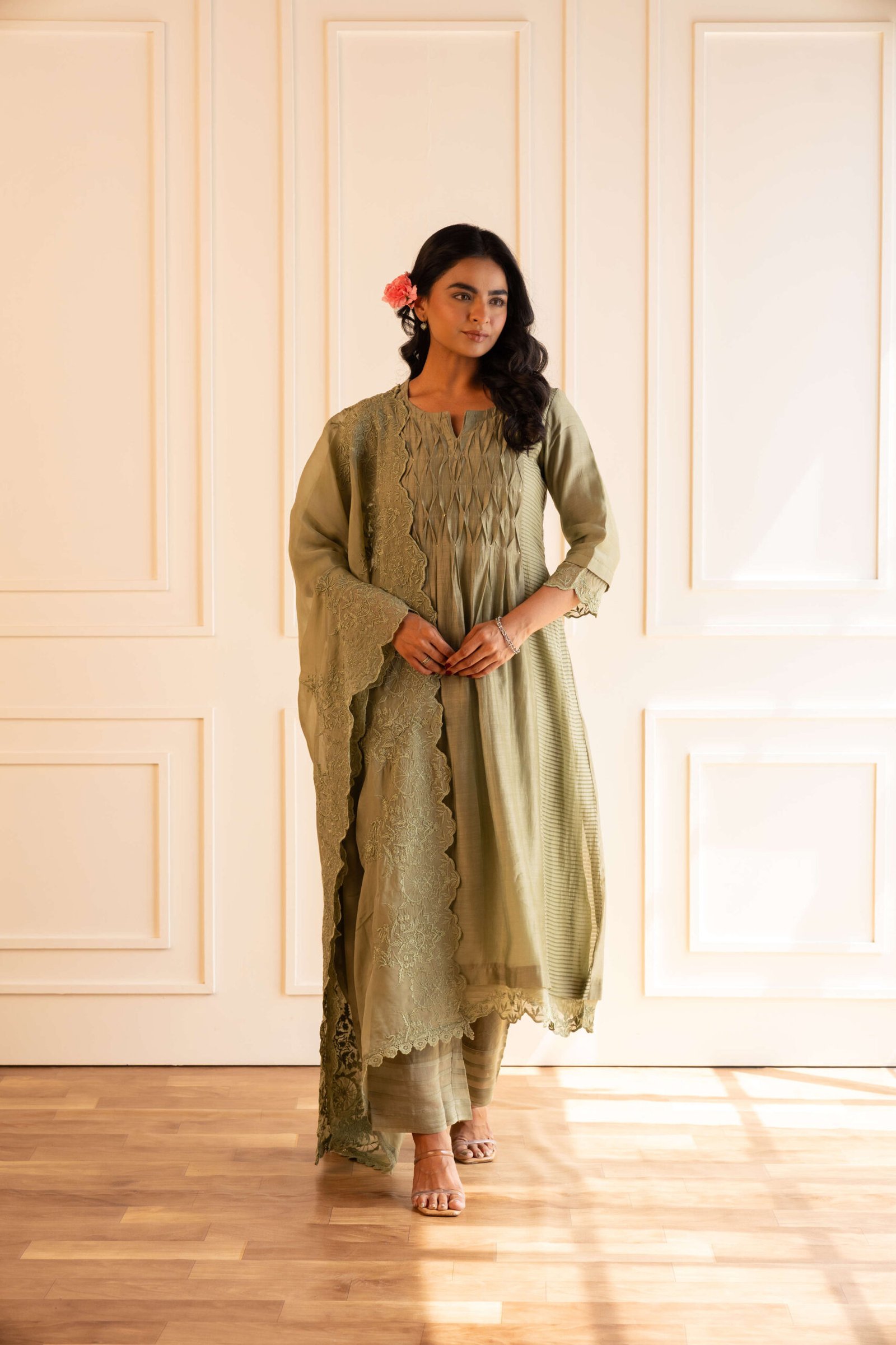Gulabik Kanak Suit Set - Moss Green