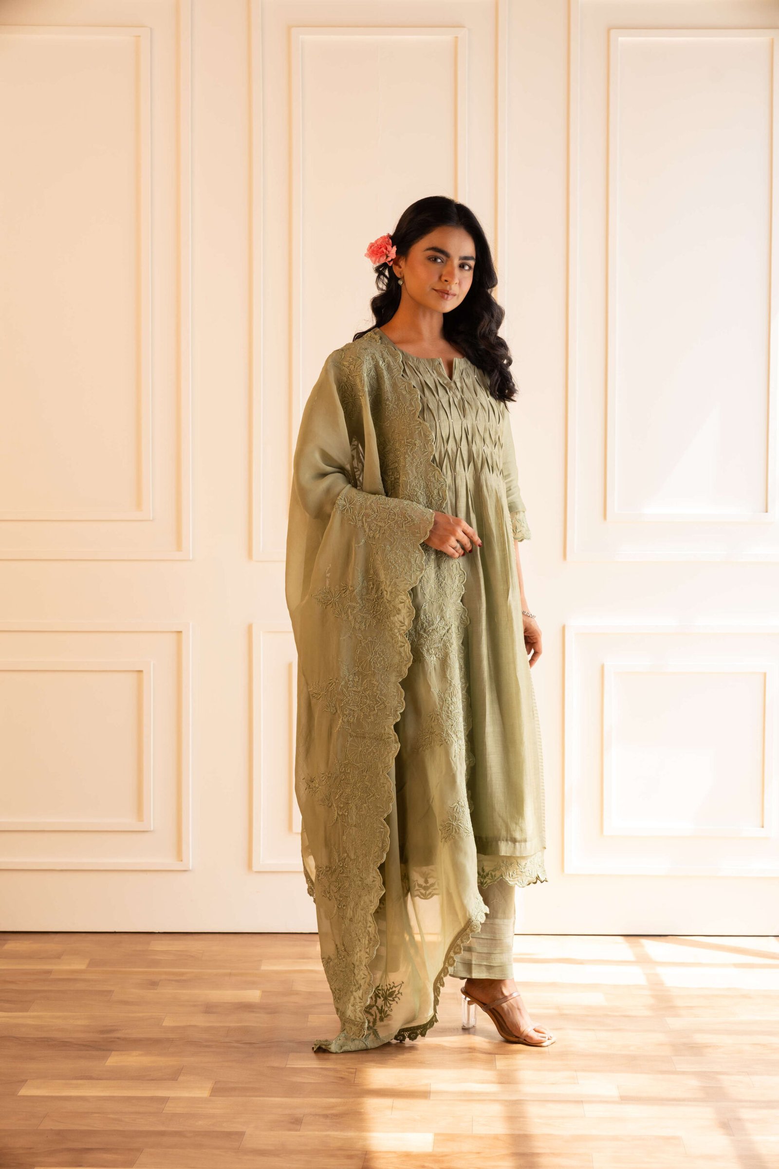 Gulabik Kanak Suit Set - Moss Green