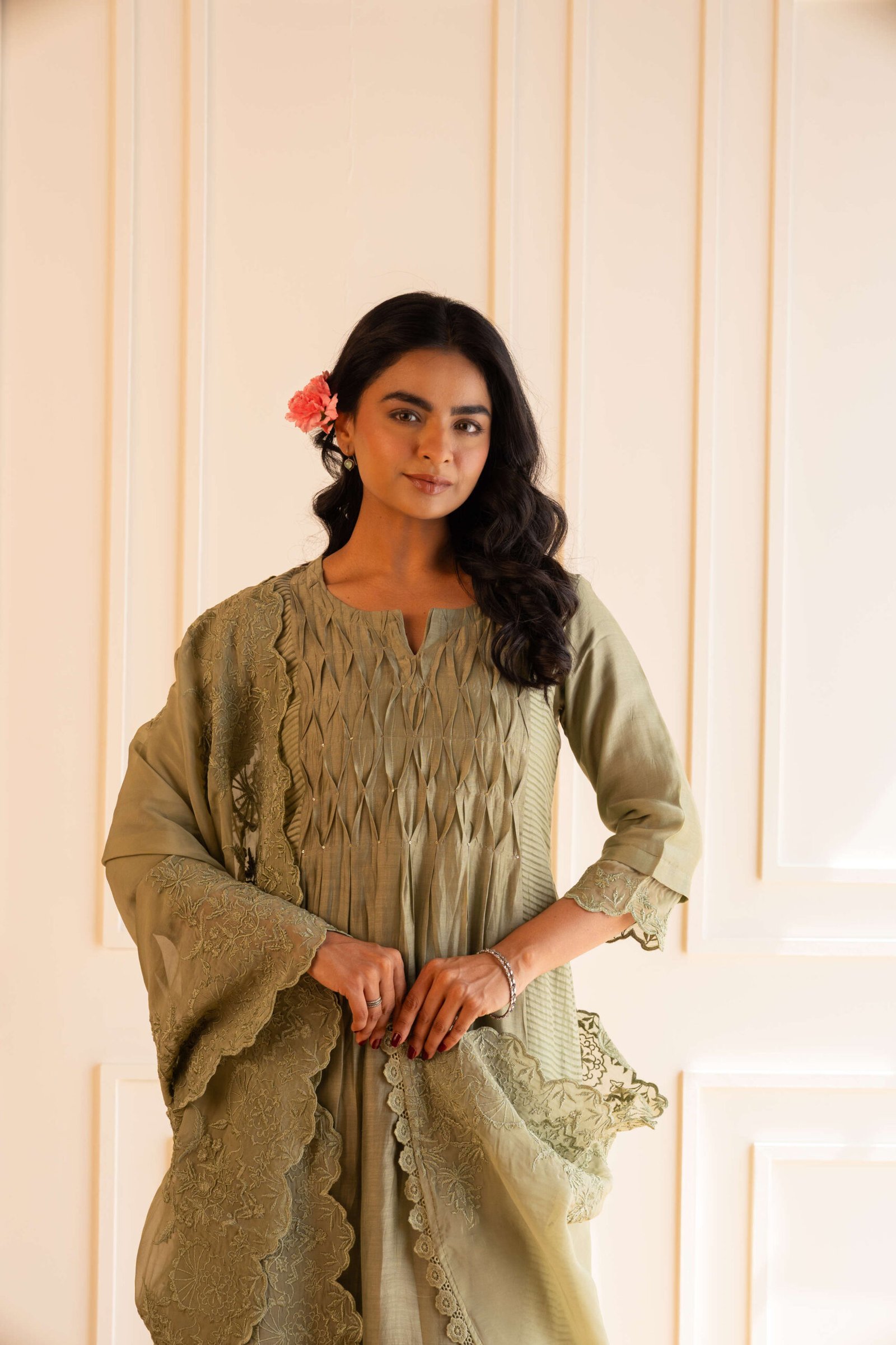 Gulabik Kanak Suit Set - Moss Green