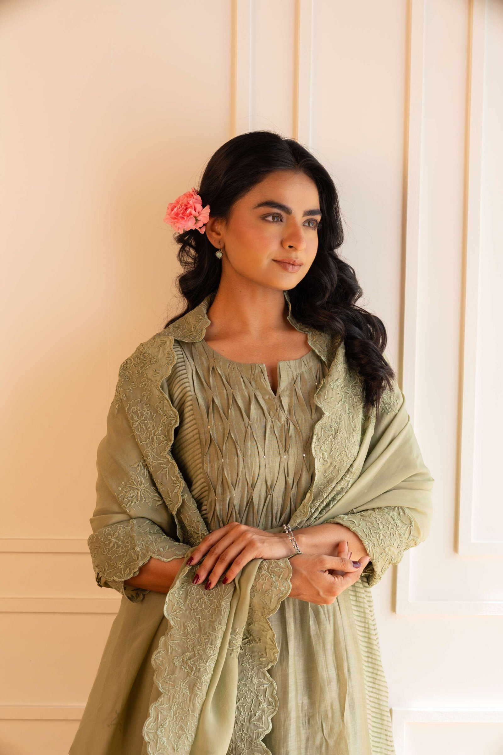 Gulabik Kanak Suit Set - Moss Green