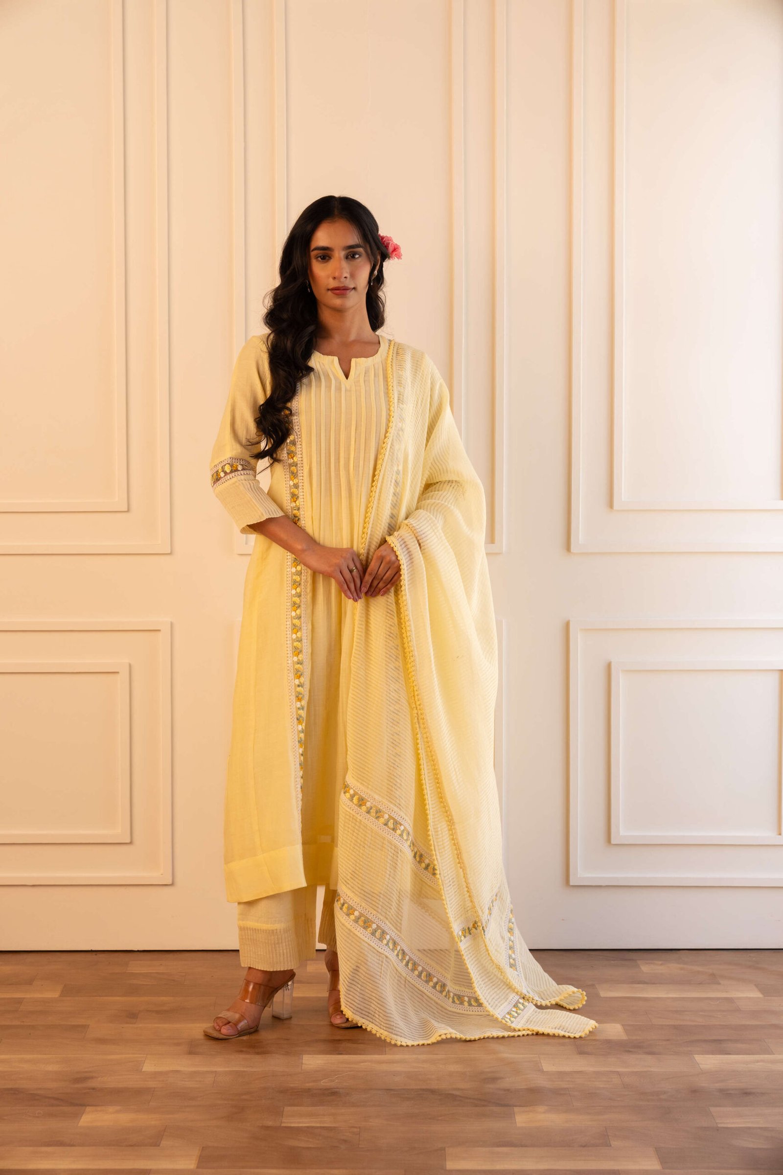 Gulabik Mithila Suit Set - Lemon Yellow