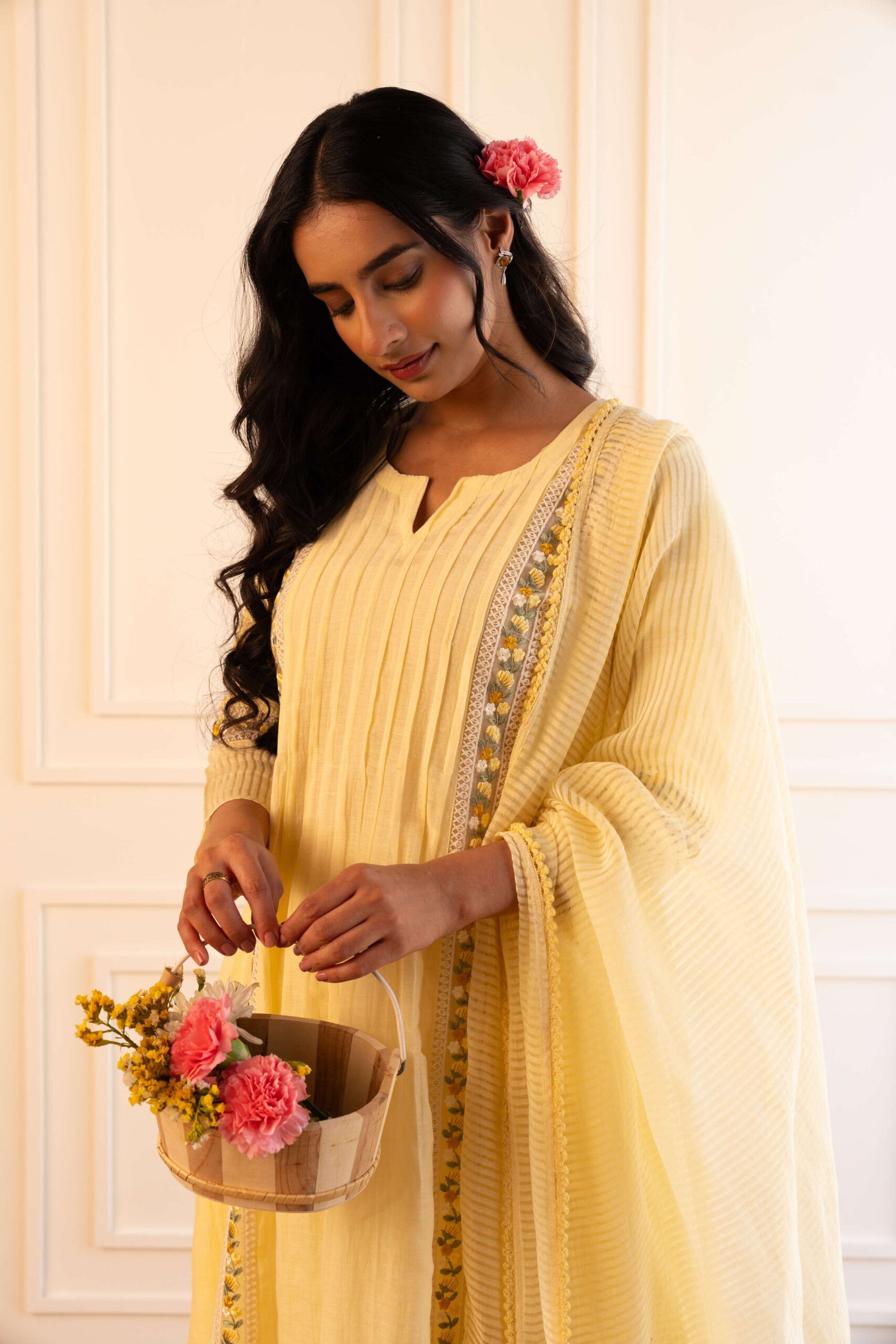 Gulabik Mithila Suit Set - Lemon Yellow
