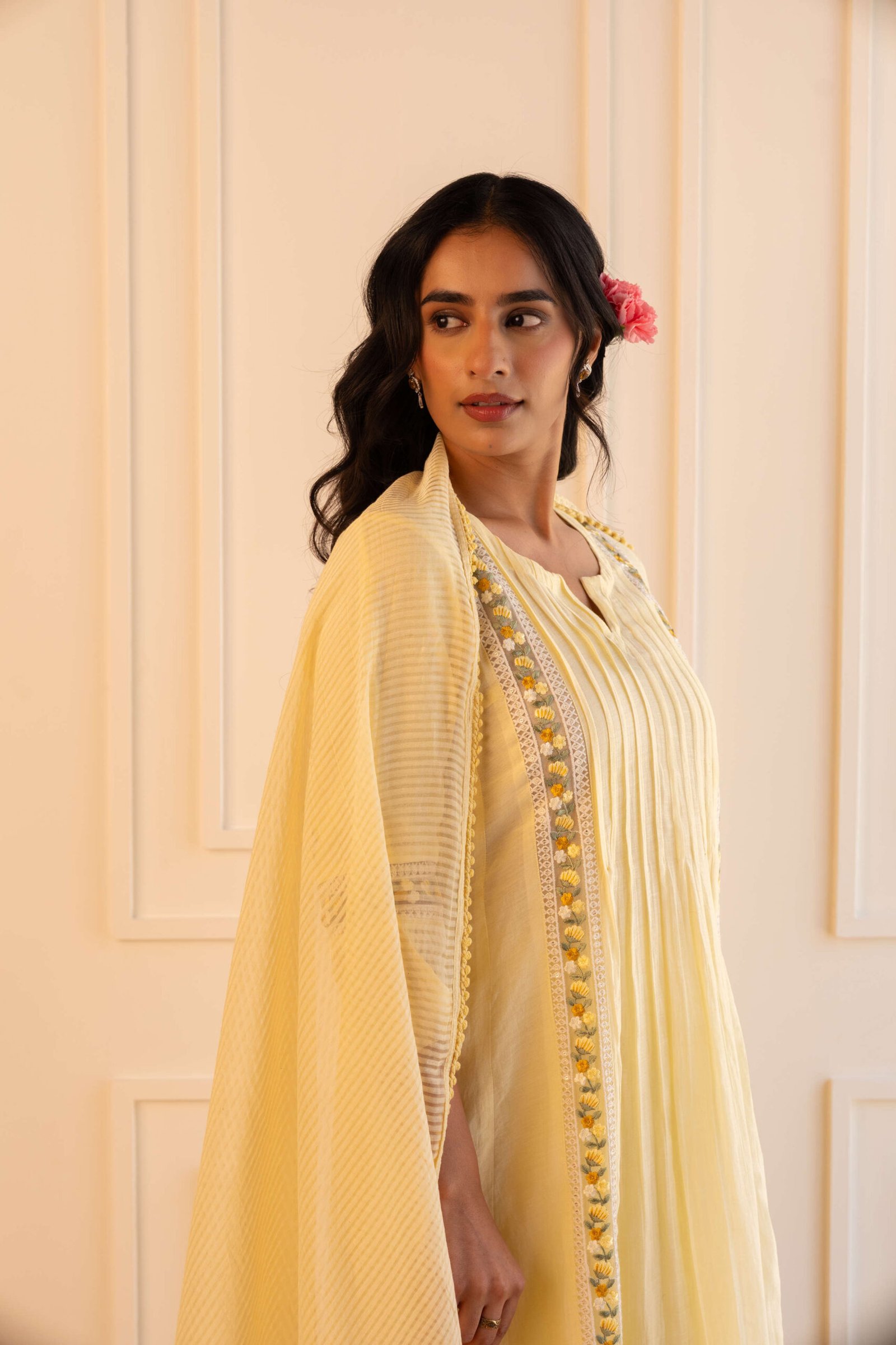 Gulabik Mithila Suit Set - Lemon Yellow