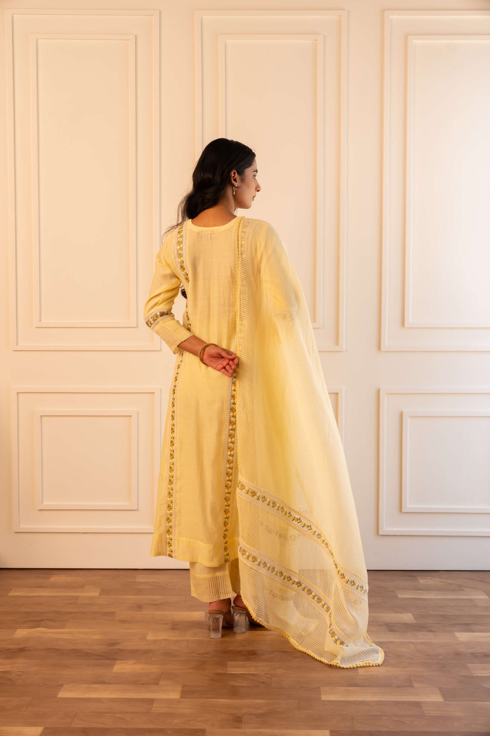 Gulabik Mithila Suit Set - Lemon Yellow