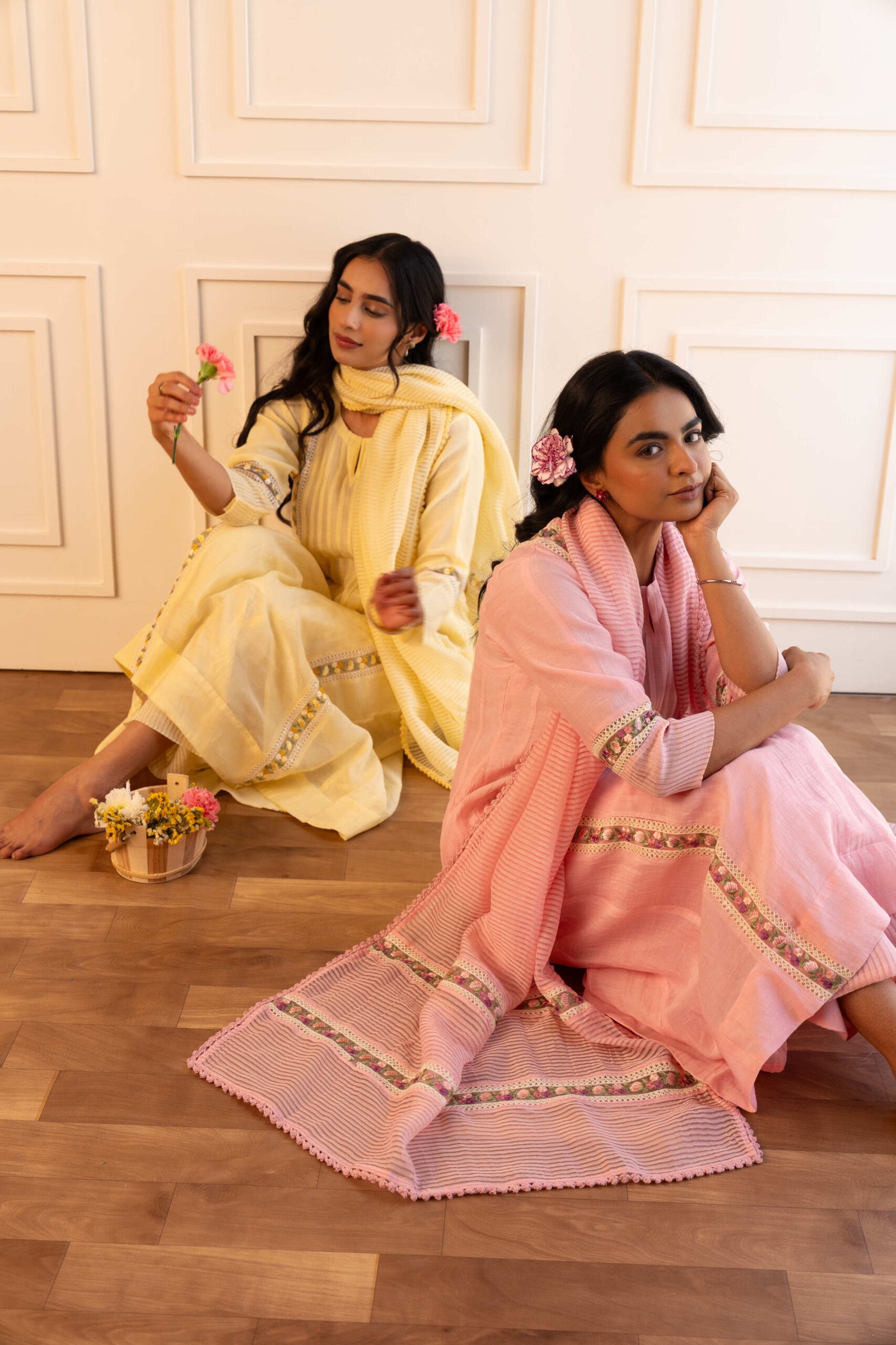 Gulabik Mithila Suit Set - Lemon Yellow