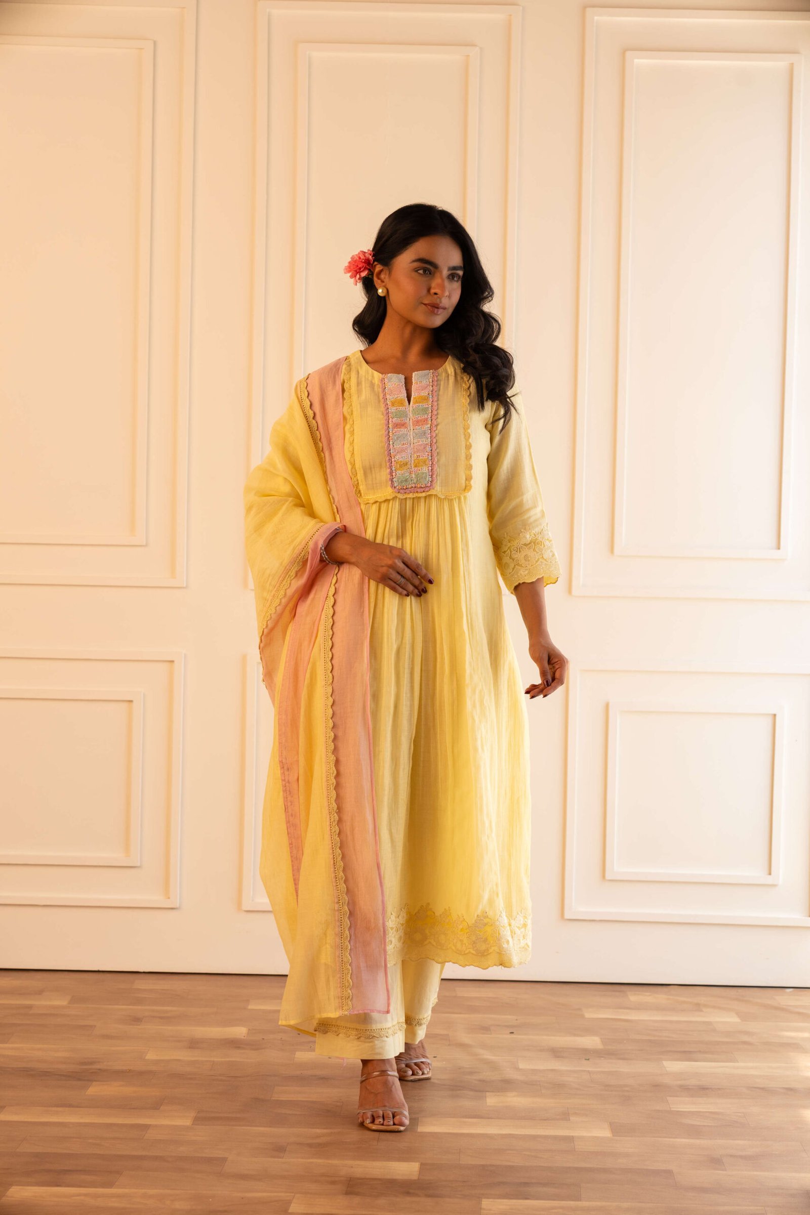 Gulabik Heena Suit Set - Lemon Yellow