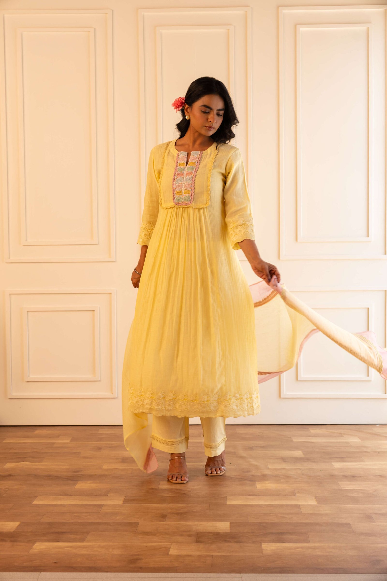 Gulabik Heena Suit Set - Lemon Yellow