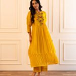 Gulabik Kiana Kurta Pant Set - Yellow