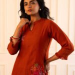 Gulabik Manjari Kurta Pant Set - Rust
